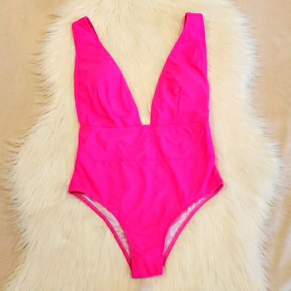 Swim New Deep V Neck Low Back One Piece Swimsuit Poshmark